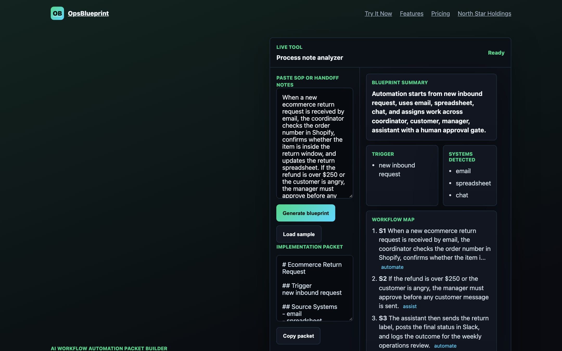 OpsBlueprint screenshot
