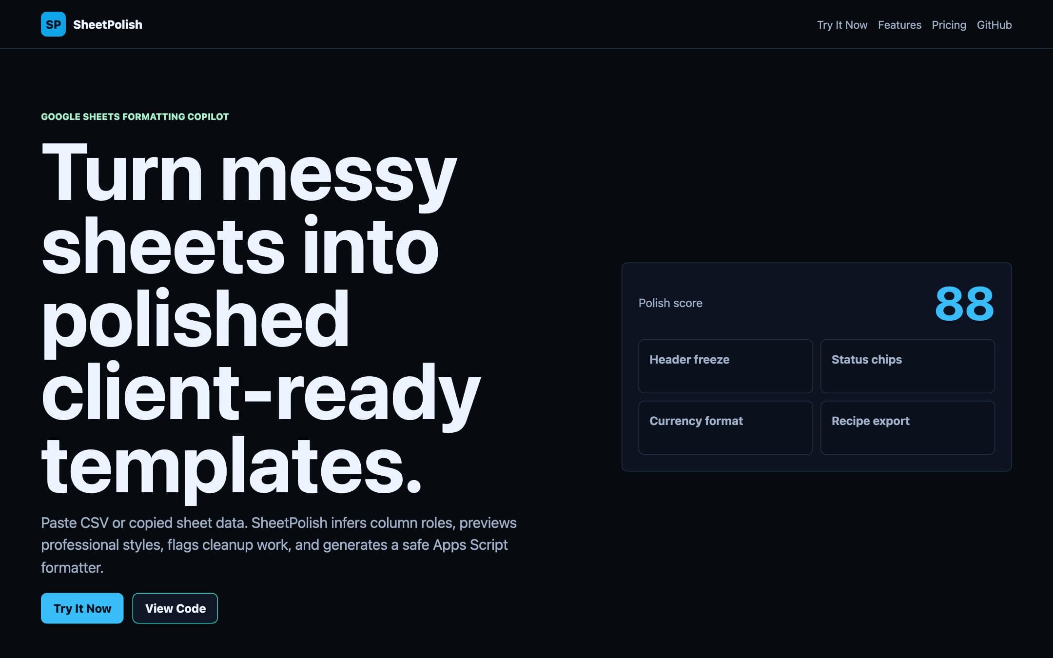 SheetPolish screenshot