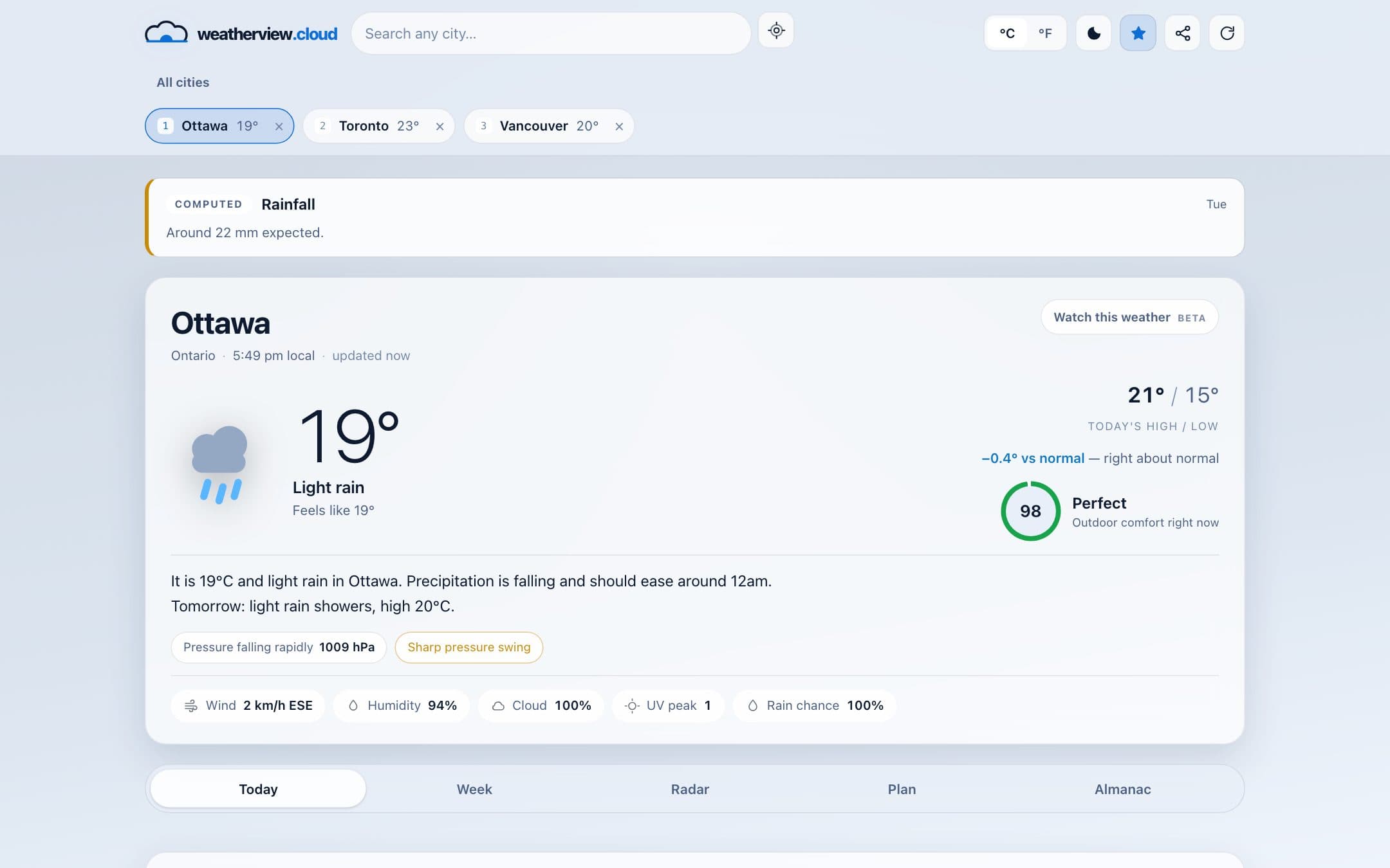 WeatherView screenshot